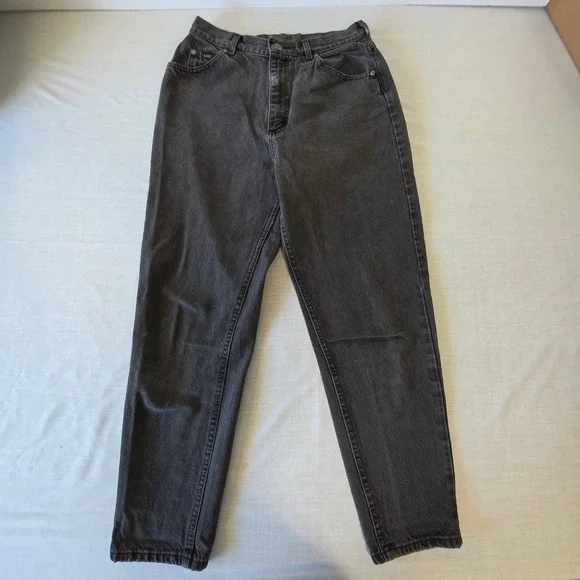 Lee Vintage High Waisted Tapered Mom Jeans Daisy Embroidered 14 MED Black 90s - Picture 2 of 10